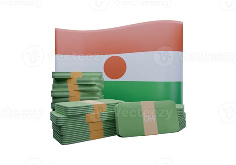 Aesthetic 3D render illustration of Niger flag and currency called CFA Franc 51339114 PNG