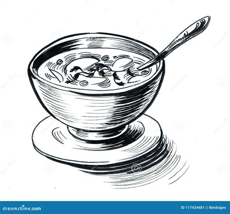 Bowl Of Hot Soup Hand Drawn Doodle Icon. Miso Soup Vector Sketch ...