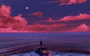 Wallpaper man, alone, night city, view, art hd, picture, image