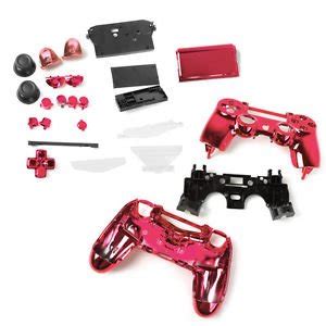 Red Metal Plated Full Housing Case Button Kits Replace for Sony PS4 ...