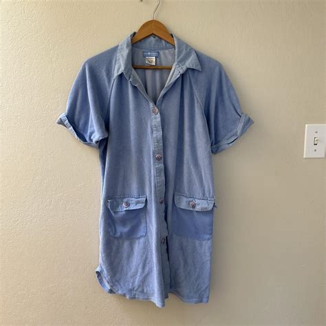 Vintage terry cloth cover up pool beach cover up... - Depop