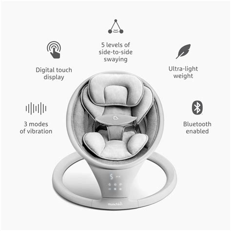 Munchkin Vibration Baby Swing - Bluetooth-Enabled Smart Seat with Music ...