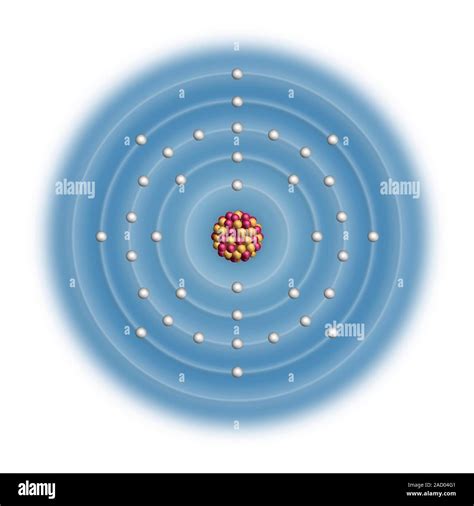 Rubidium (Rb). Diagram of the nuclear composition and electron ...