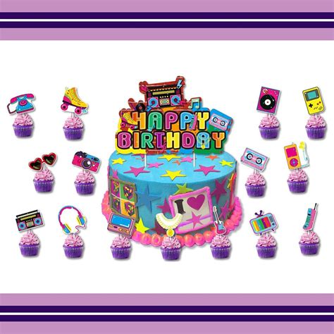 LEVSUPTY 16Pcs 90s Party Decorations,Cupcake Topper, India | Ubuy