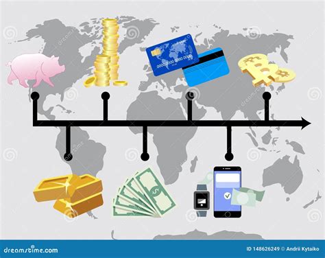Evolution of Money. from Barter To Cryptocurrency Stock Vector - Illustration of coin, industry ...