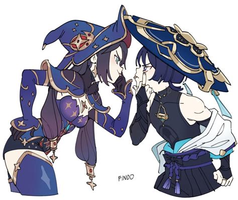 mona, scaramouche, wanderer, and mona (genshin impact) drawn by ...