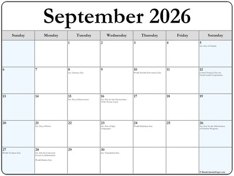 Free Printable September 2021 Calendar With Holidays - Printable Word ...