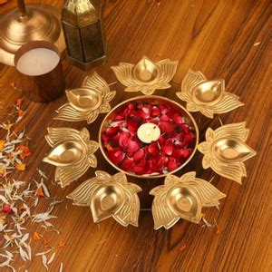Heaven Decor Urli Bowl with Lotus Tealight Holders for Flower Table ...