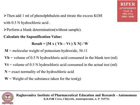 Determination of Acid value, Saponification value and Ester value | PPTX