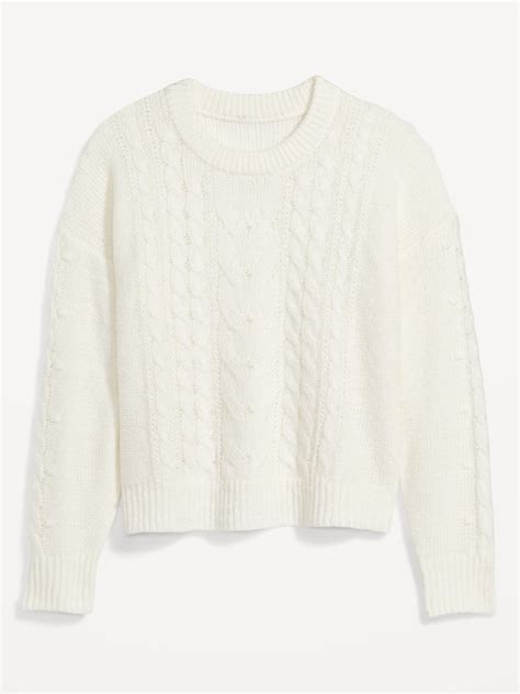 White Cable Knit Sweater Women