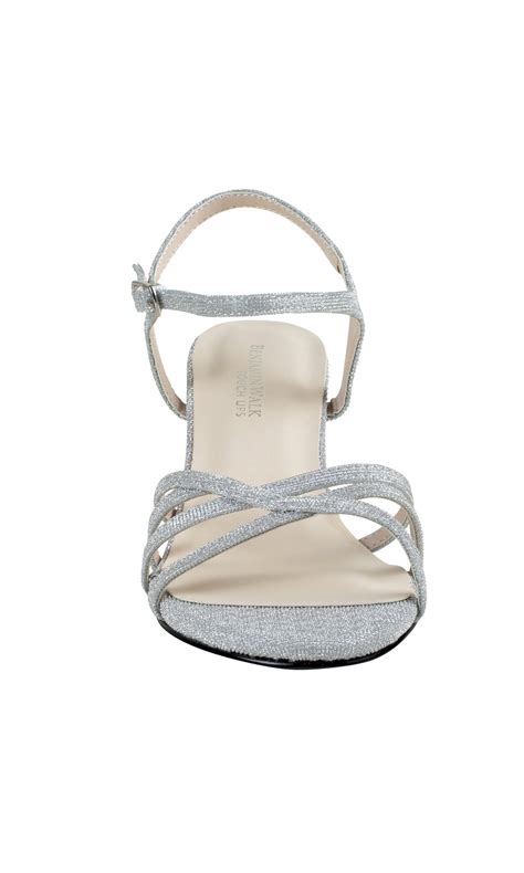 Delilah Silver Low Heel Strappy Prom Shoes 4593