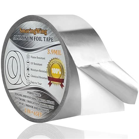 Heavy Duty Waterproof Aluminum Foil Tape (2"x65Ft, 3.9mil), Silver ...