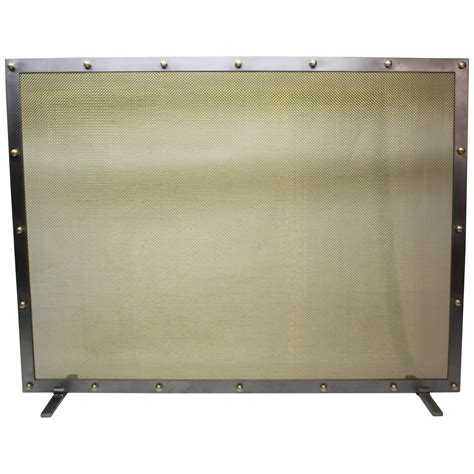 Steel and Brass Fireplace Screen or Grille at 1stDibs