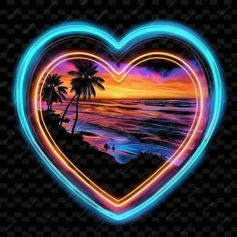Luminous Neon Coastal Deserts Inside a Silhouette Heart Land ...