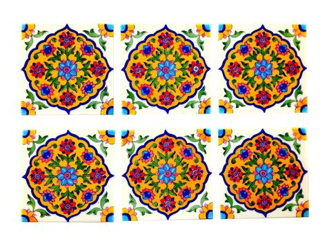 Shiv Kripa Blue Pottery Decorative Tile Ceramic Kitchen Washroom Tile ...