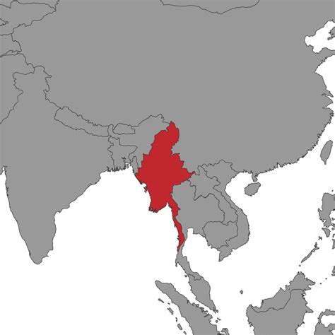 myanmar location in asia world map