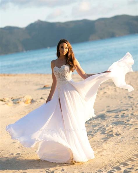 Beach Wedding Dress With Slit