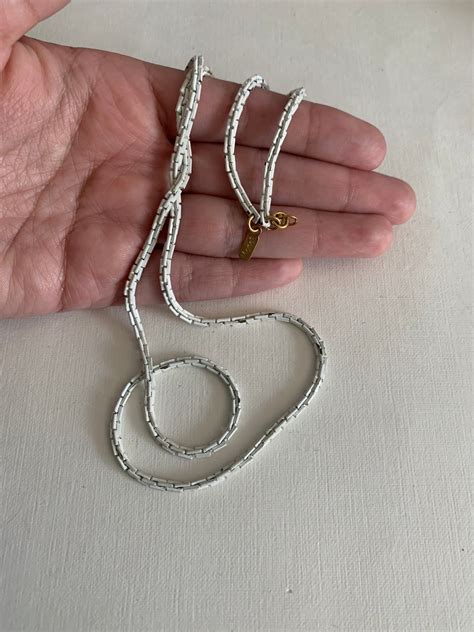 Vintage Monet White Enamel Chain Necklace - Etsy