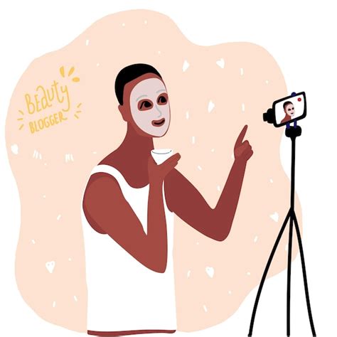 African black man beauty blogger apply mask cream on face makeup ...