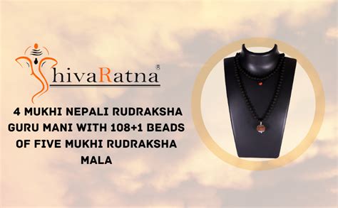 SHIVARATNA 4 Mukhi Nepali Rudraksha Guru Mani With 108+1 Beads Of Five ...