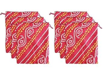 Buy Heart Home Multiuses Bandhej Print Potli Bag for Women with ...