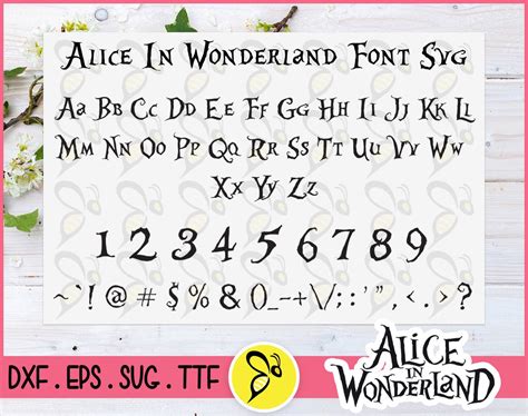 Alice in Wonderland Font SVG Cut Files, Eps, Dxf, Alphabet, Alice in ...