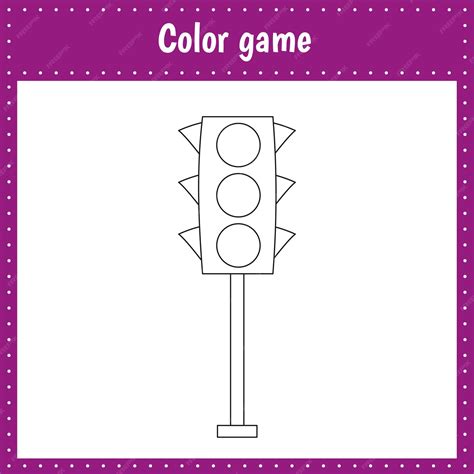 Coloring page of a traffic light for kids education and activity vector ...