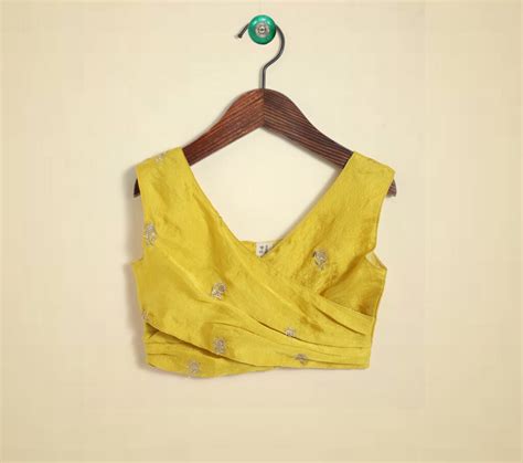 Girls Yellow Floral Mukaish Embroidery Wrap Bouse and Lehenga Set ...