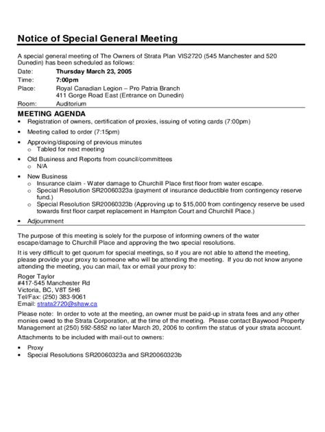 Fillable Online Strata Agm Agenda Template - Fill Online, Printable ...