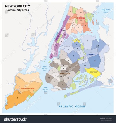 New York City Boroughs Community Areas Stock Vector 162534647 ...