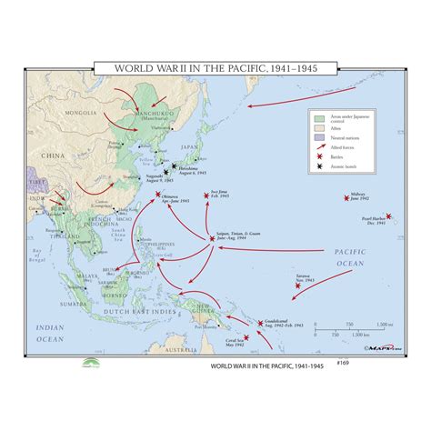 World War II - Pacific Theatre 1941 - 1945 Map » Shop U.S. & World ...