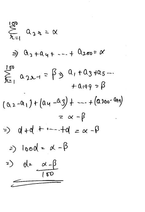 Let an be the n^th term of an A.P., If ∑ r = 1^100a2r = alpha and ∑ r ...