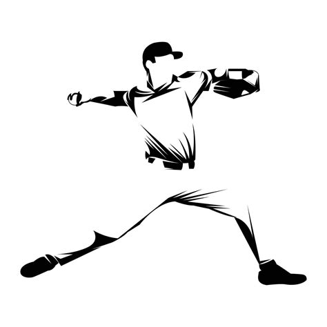 Male baseball player silhouettes on white background isolated ...