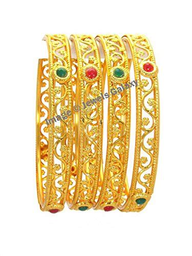 Buy Jewels Galaxy Exclusive Gold Plated Circular Shaped Red Green Stone ...