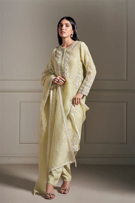 Buy designer classic light green hand embellished kurta set – stotram