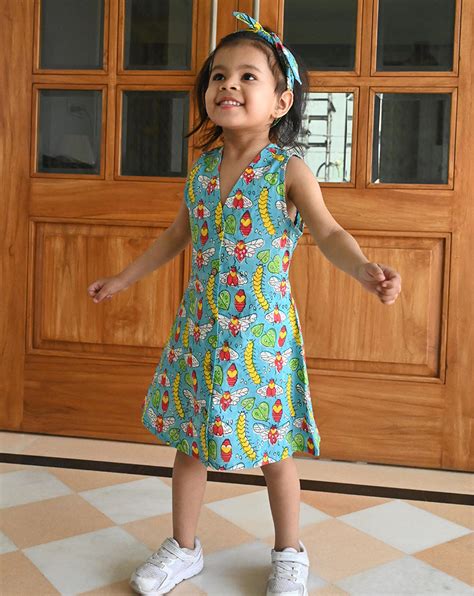 Cat-A-Pillar Cotton Dress for Girls – Phutari