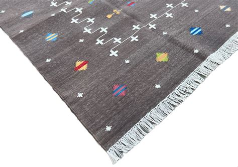 Modern Handmade Cotton Coffee Brown And White Shooting Star Rug ...