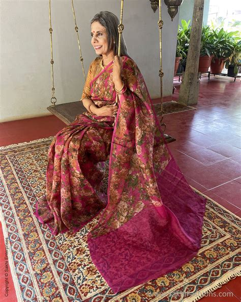 Pink Blue Kalam Floral Organza Saree | Sakhi Fashions – sakhifashions