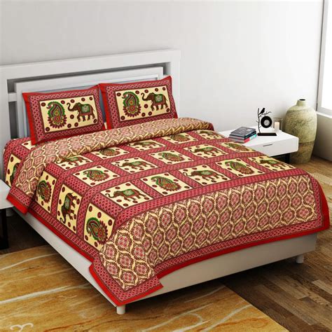 R.K Creation Trend 100% Cotton Bedsheet with 2 Pillow Covers Suitable ...