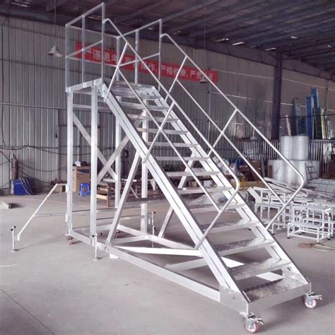 3m 4.5m Platform Height Steel Aluminum Ladders with Handrail Mobile ...