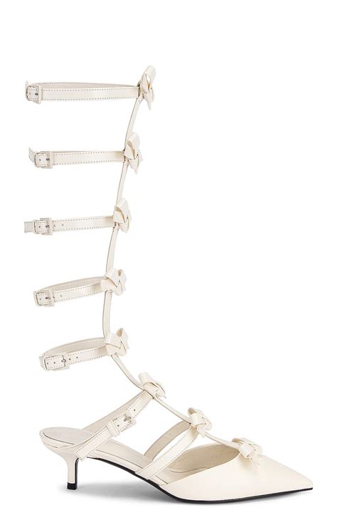 Valentino Garavani French Bows Ankle Strap Sandals in Avorio | FWRD