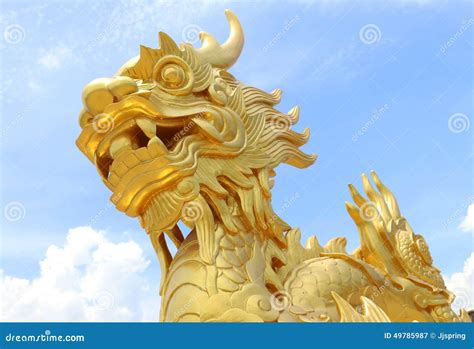 Golden Dragon Statue in Vietnam Over Blue Sky Stock Image - Image of ...