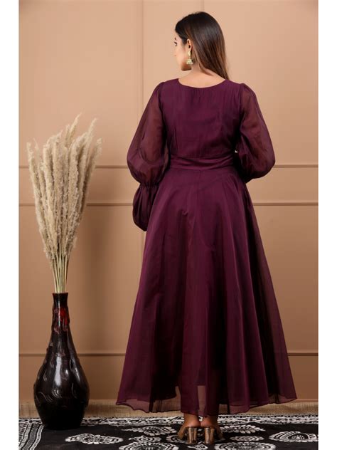 Burgandy Chanderi Hand Paint Dress – SUTI-KAPDA