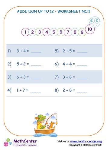 Addition Up To 12 - Worksheet No.1 | Worksheets | Math Center