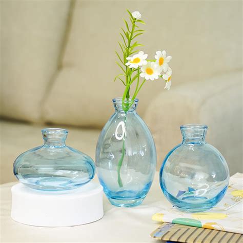 Buy Combo: Set of 3 Blue Glass Bud Vases for Home Decoration – ekhasa