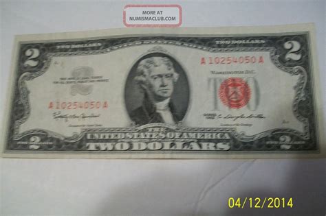1963 Two Dollar Bill (united States Note) Red Seal