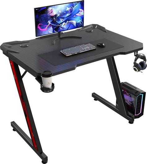 PRZL Gaming Computer Desk with Carbon Fiber Surface, Gaming Table Z ...