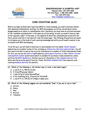 Fillable Online CARB COUNTING QUIZ Fax Email Print - pdfFiller