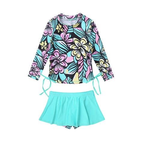 TiaoBug 4 To 12 Years Kids Girls 2Pcs SwimSuit Lon... – Grandado