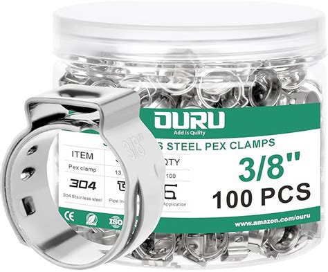 OURU 100PCS 3/8 Inch PEX Clinch Clamps Kit,304 Stainless Steel Single ...
